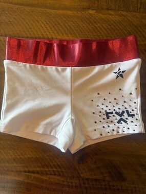 RIVAL ATHLETICS White & Red Athletic Shorts with Logo Accent